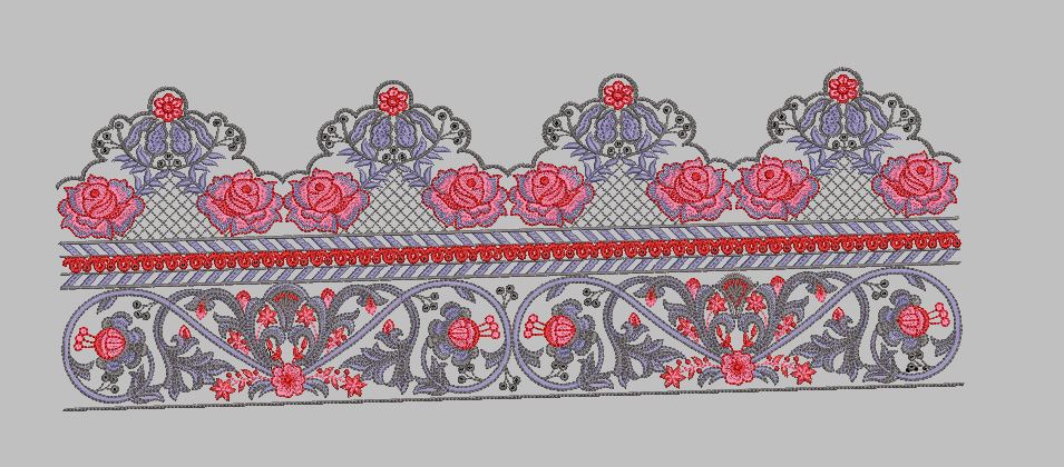 Floral Rose Decorative Border Embroidery Design