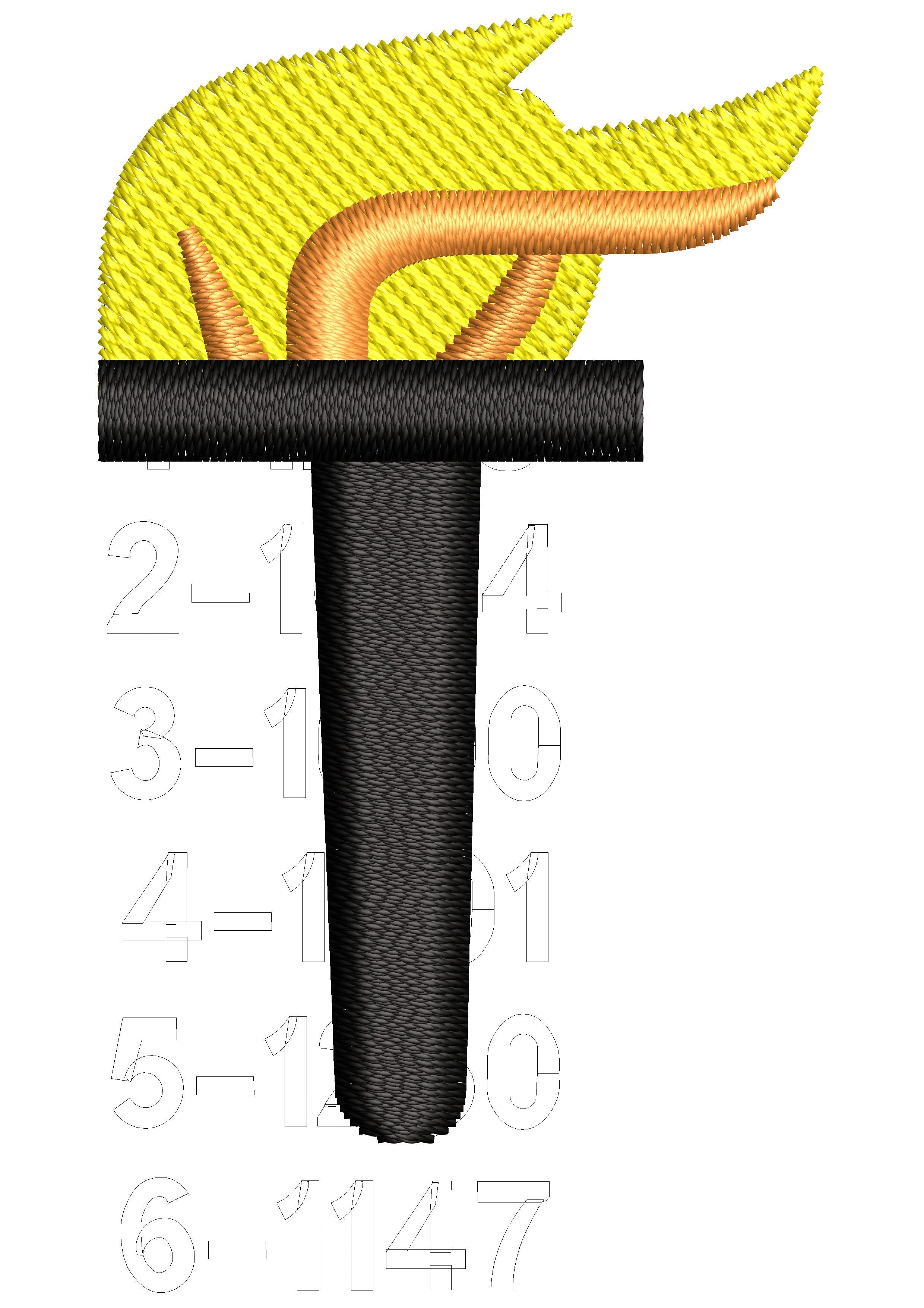 Flame Stick Embroidery Design