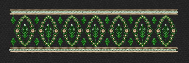 Floral Endless Border Green Circle Embroidery Design