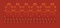 Floral Jacquard Border Red Tree Embroidery Design
