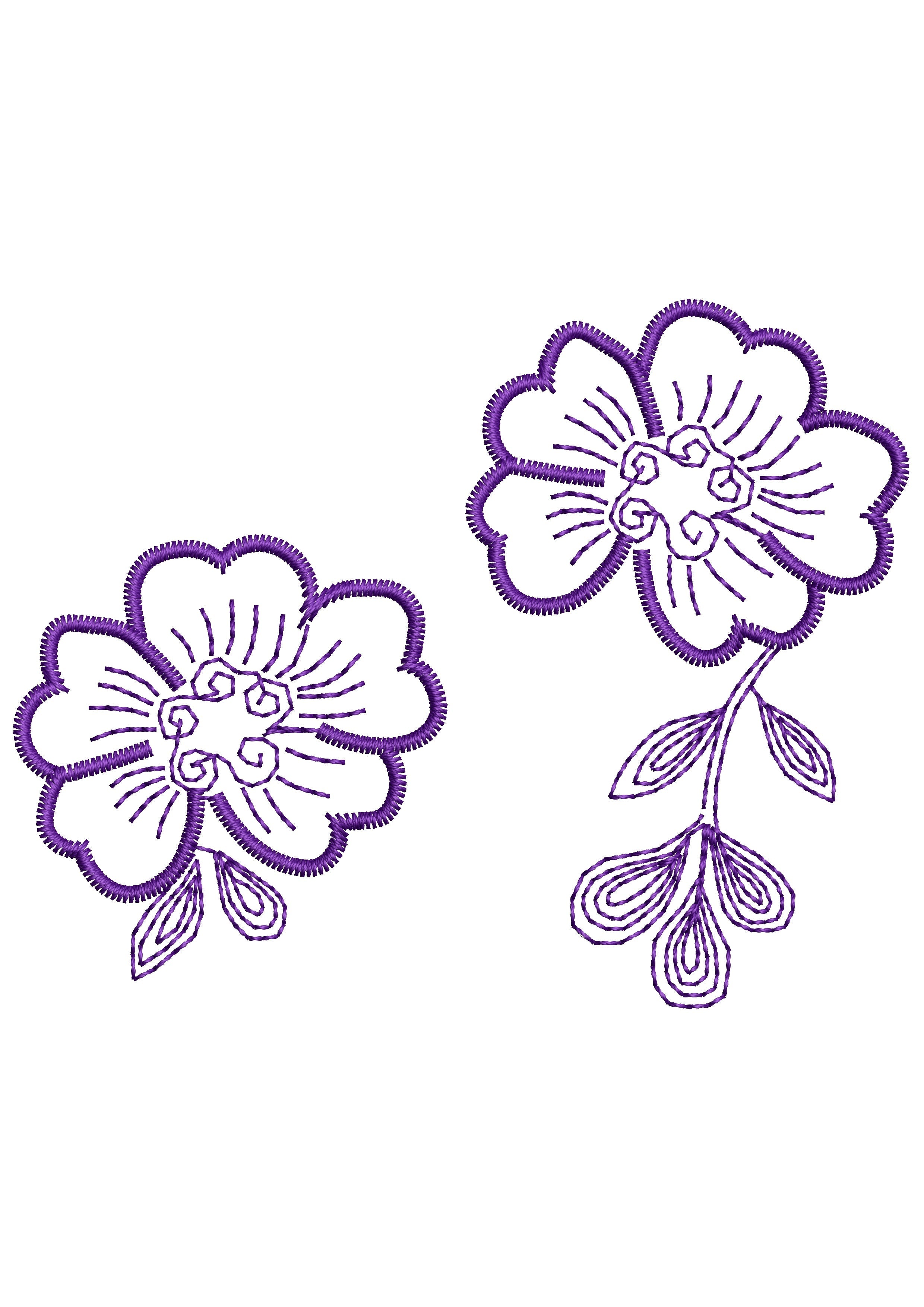 Flowers Lines Embroidery Design