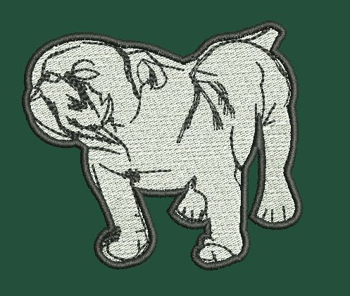 Stylized White Dog Embroidery Design
