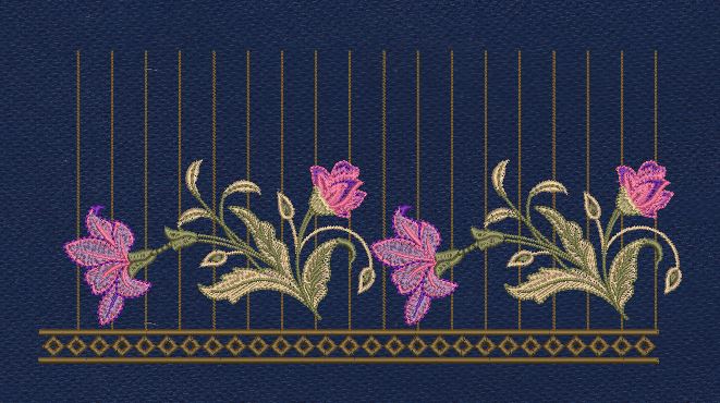 Floral Border Magnata Flower Embroidery Design