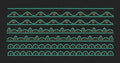 Multi Row Floral Wave Border Mint & Brown Embroidery Design