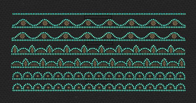 Multi Row Floral Wave Border Mint & Brown Embroidery Design
