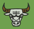 Stylized Bull Face Emblem Embroidery Design