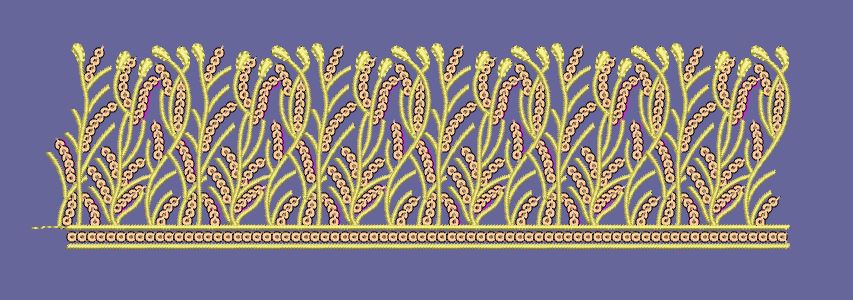 Wheat Stalks Floral Agricultural Border Embroidery Design