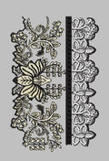 Asymmetric Foliage Petal Border Embroidery Design