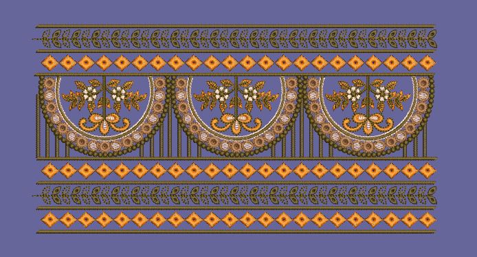 Floral Medallion Scallop Border Embroidery Design