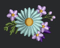 Flowers in Blue & Purple Embroidery Design