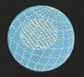 Grid Globe Blue Embroidery Design