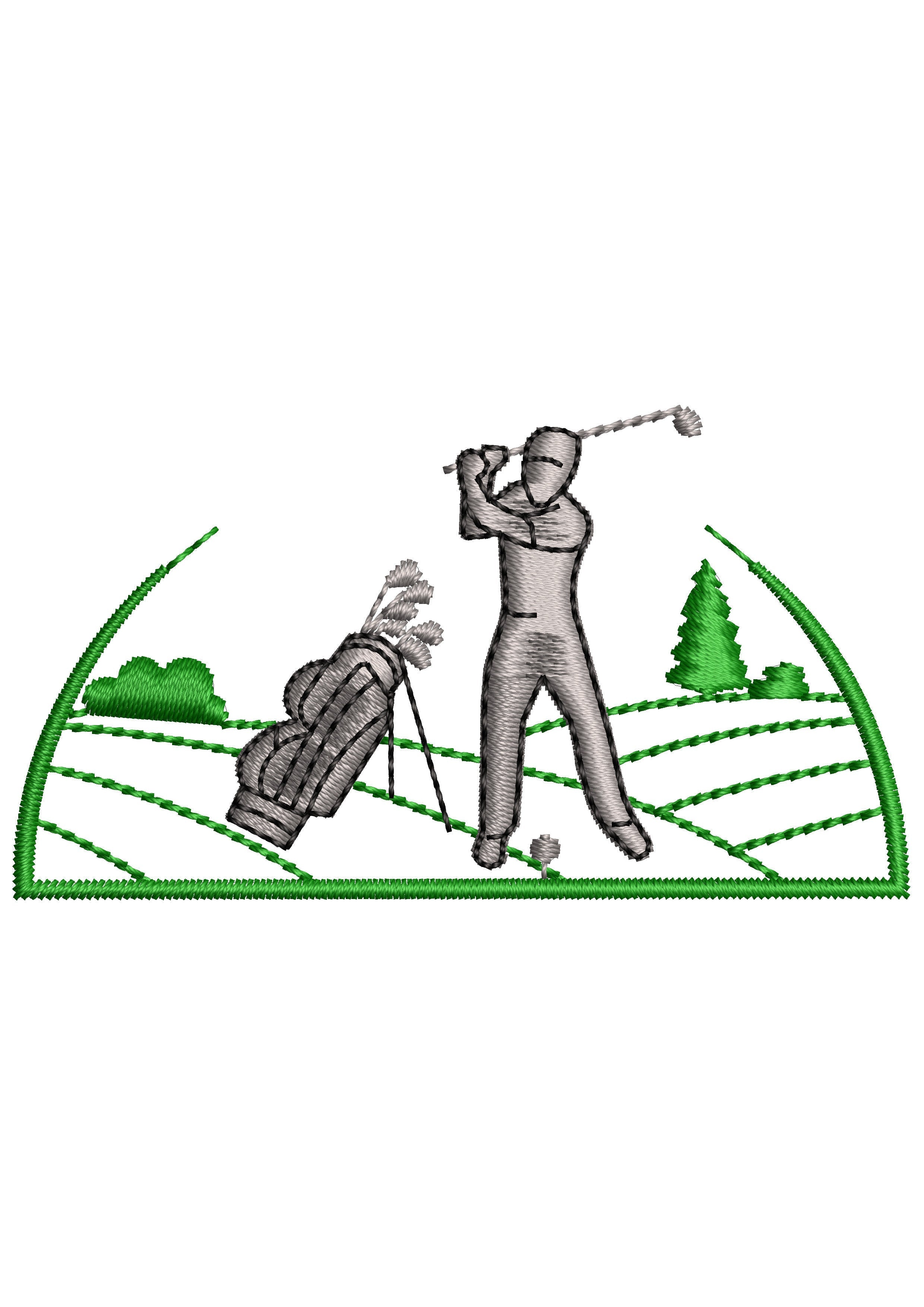 Man Play Golf Embroidery Design