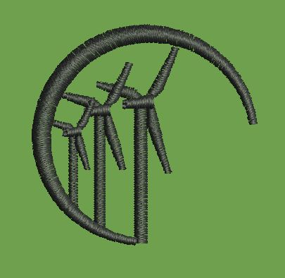 Crescent Wind Turbines Embroidery Design