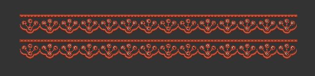 Scallop Floral Lace Border Red Embroidery Design