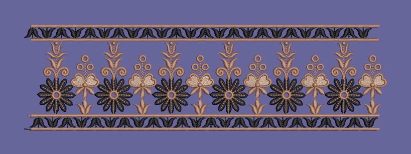 Ornate Floral Border Embroidery Design