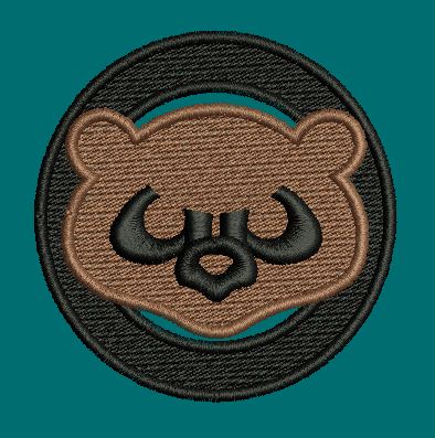 Stylized Bear Face Emblem Embroidery Design