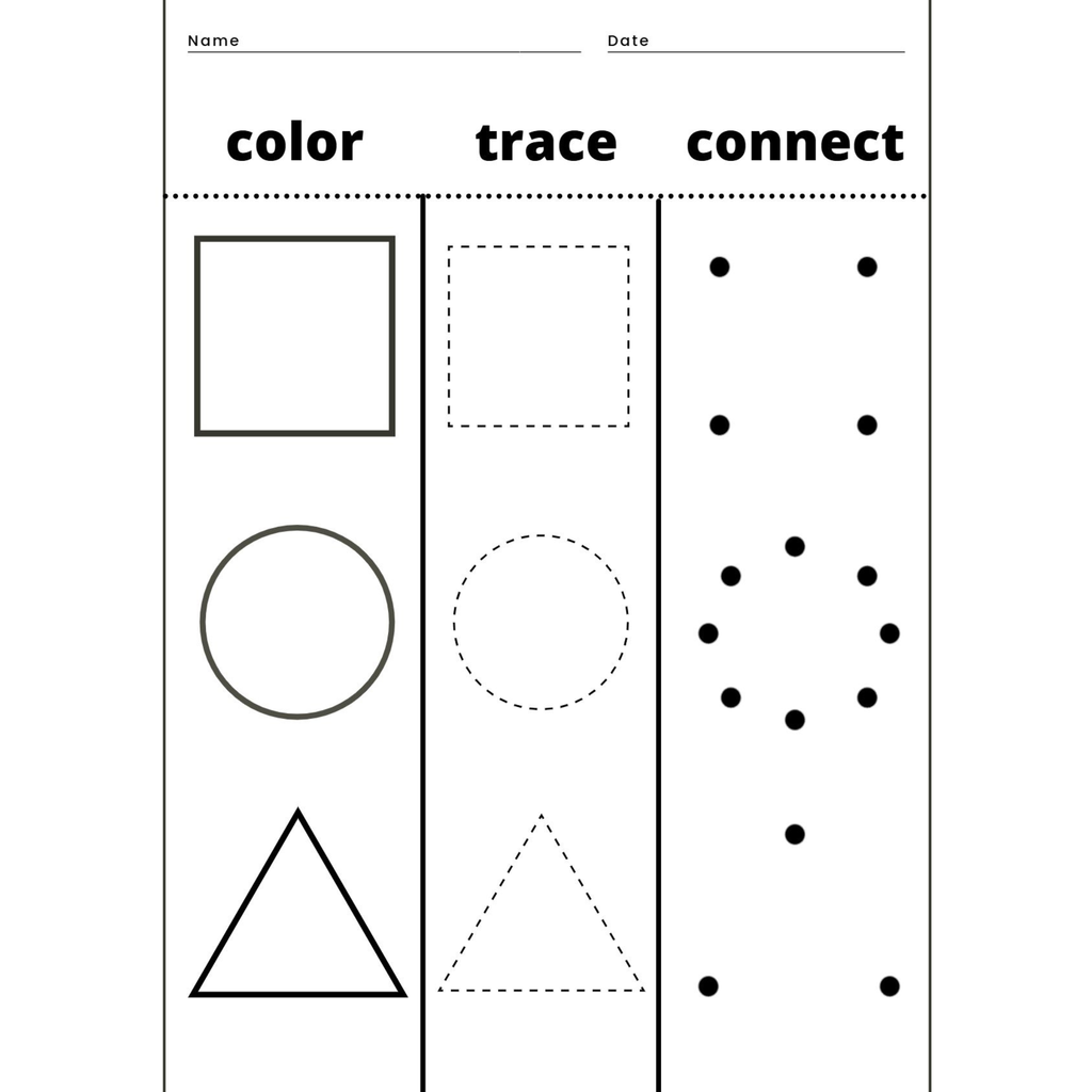 Trace the Shapes Worksheets