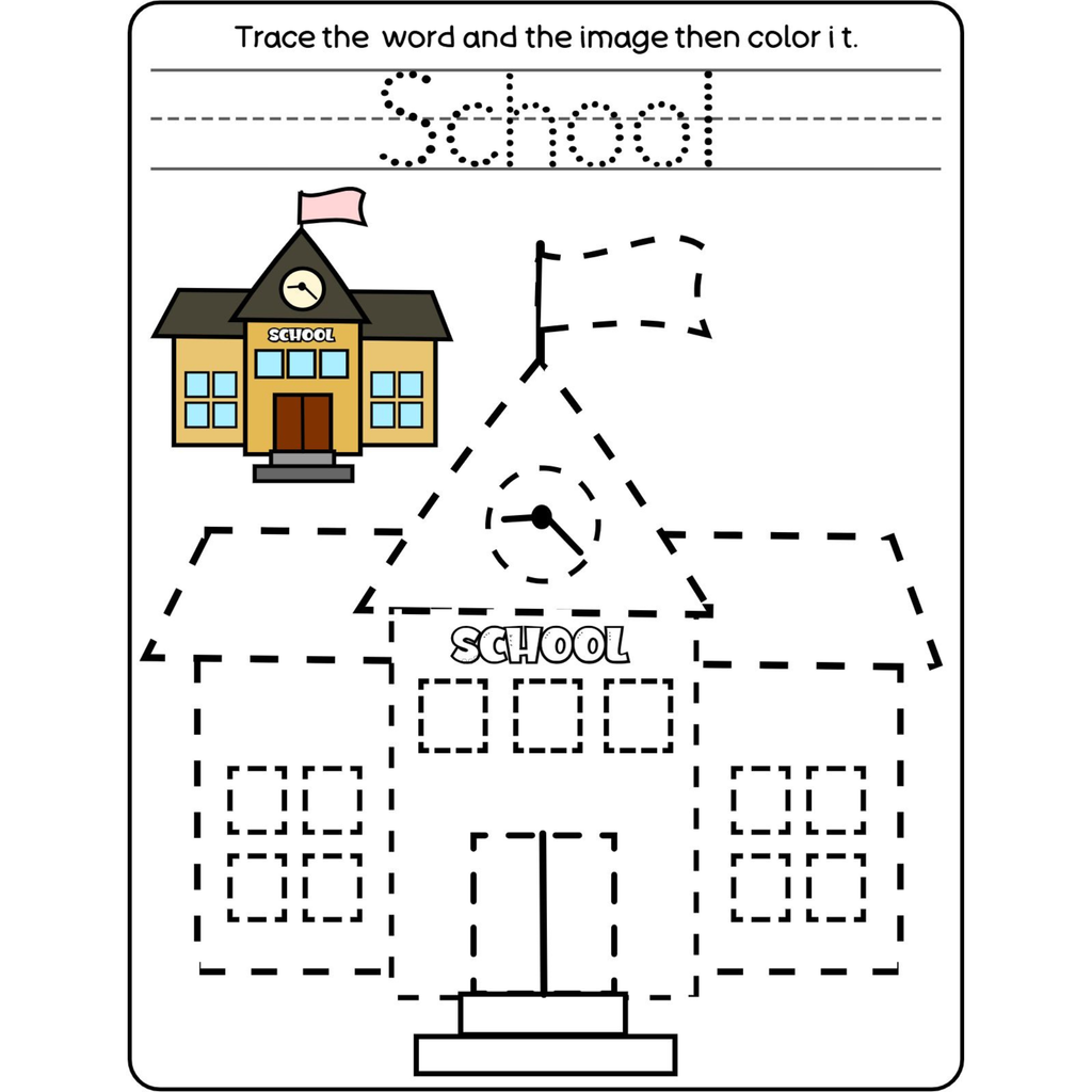 Trace Word and Picture Worksheets for Kids