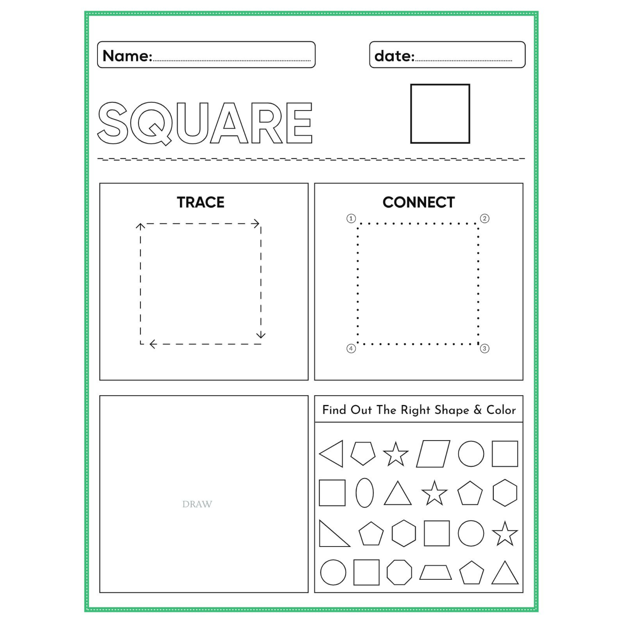 Tracing Shapes Trace Connect Draw Worksheets