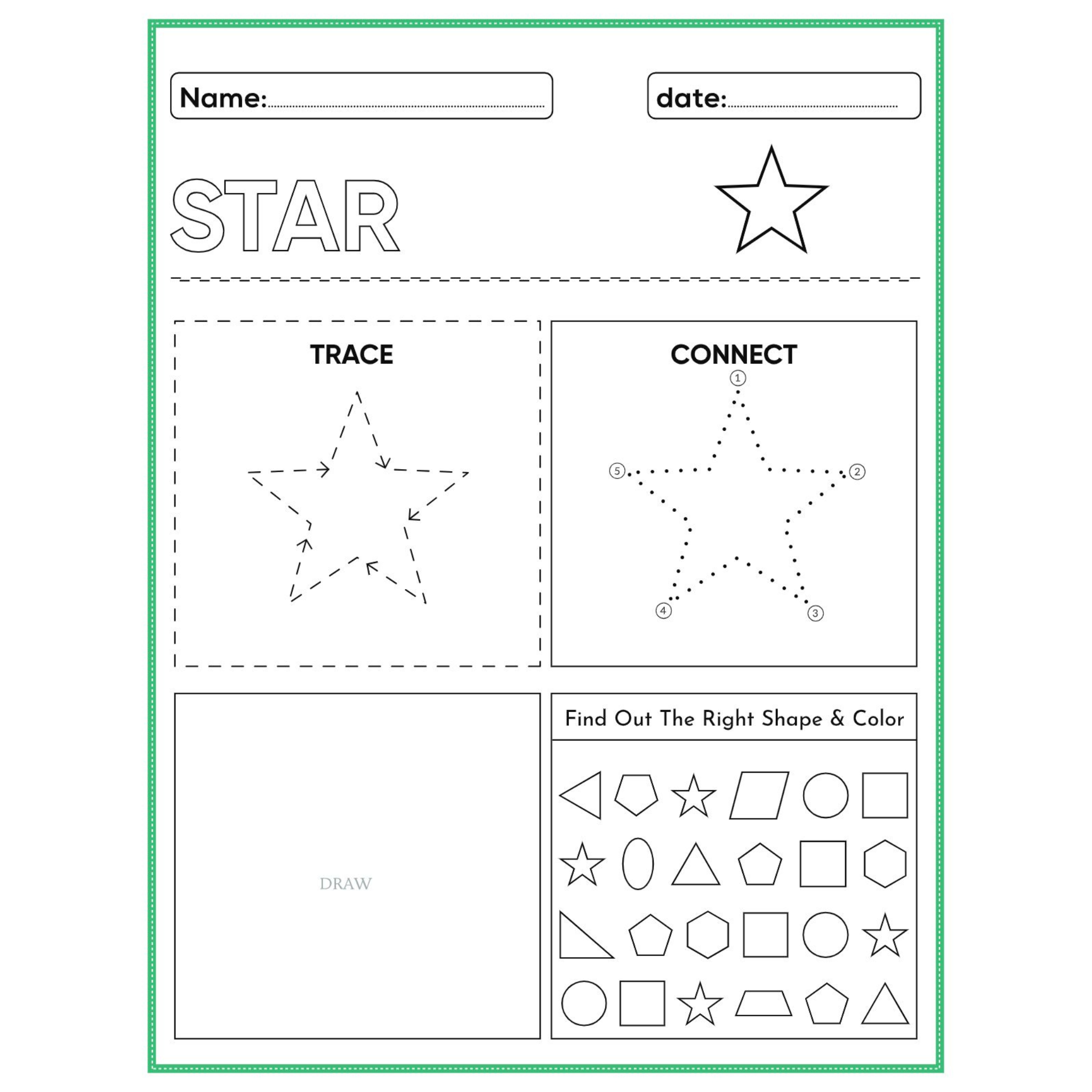 Tracing Shapes Trace Connect Draw Worksheets