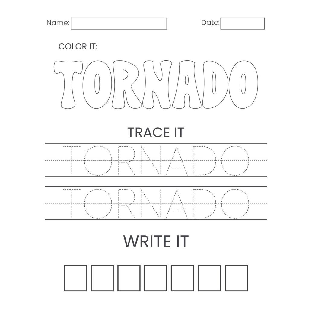 Weather Vocabulary Tracing Worksheets